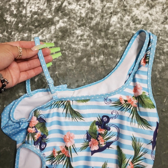 Jantzen Striped Anchor Print Swimsuit - Picture 7 of 7